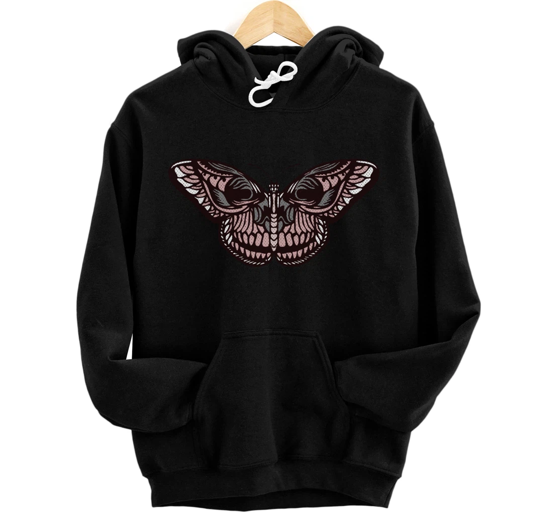 Personalized Butterfly Skull Vintage Retro Pullover Hoodie