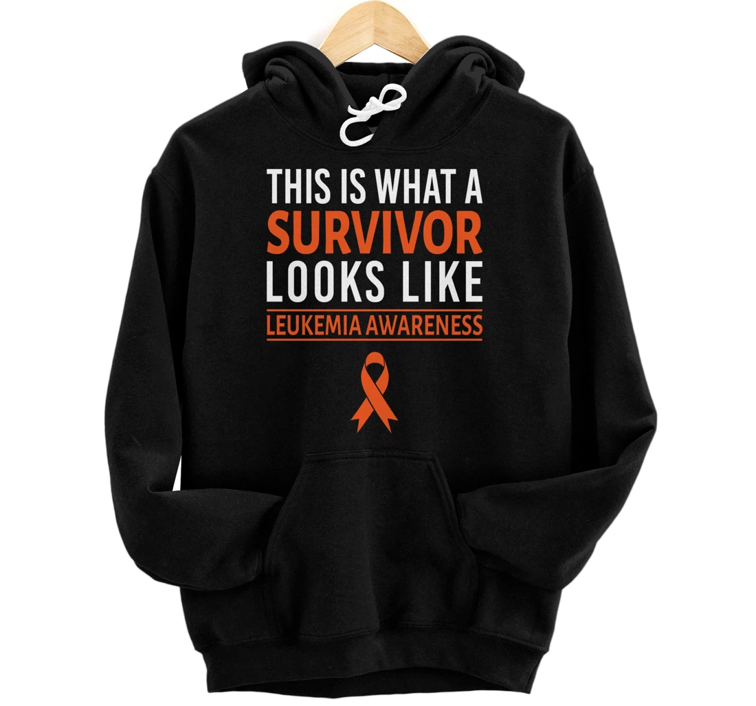 Personalized Survivor Warrior Leukemia Cancer Awareness Orange Ribbon Pullover Hoodie