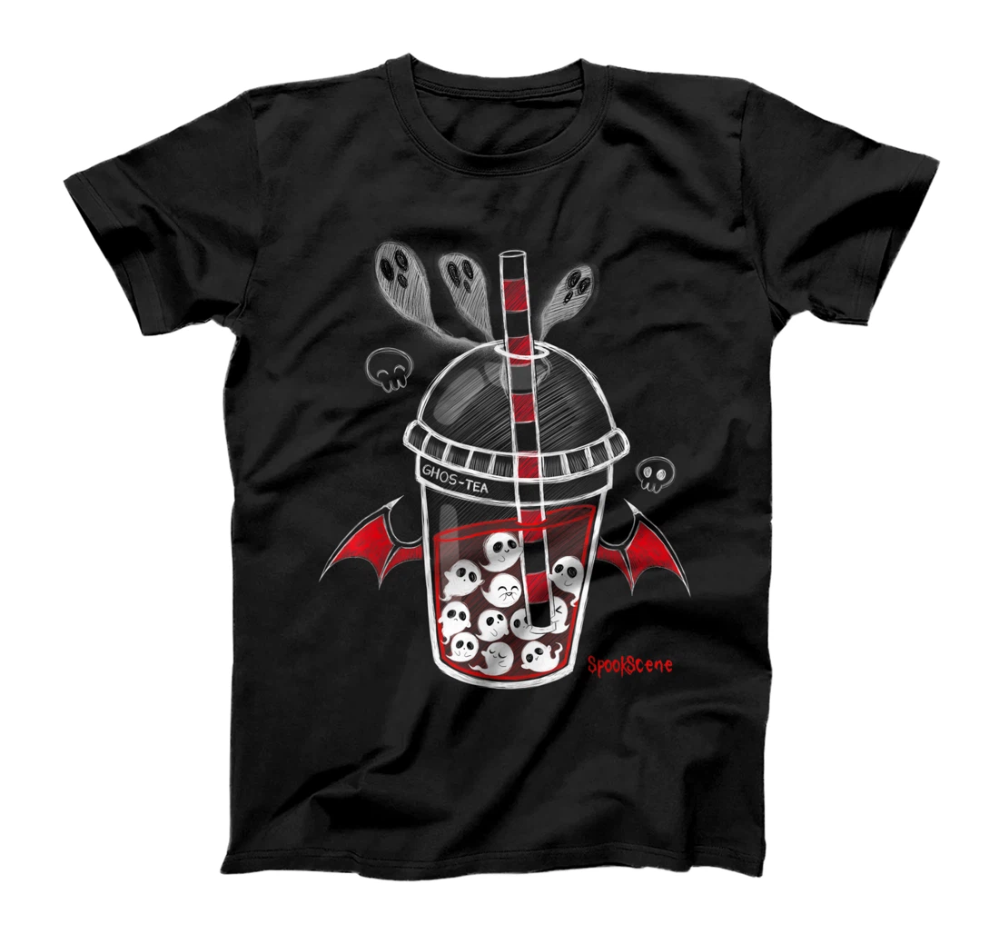 Personalized Spookscene Ghos-Tea Spooky Boba Emo Goth Alt Red T-Shirt, Kid T-Shirt and Women T-Shirt