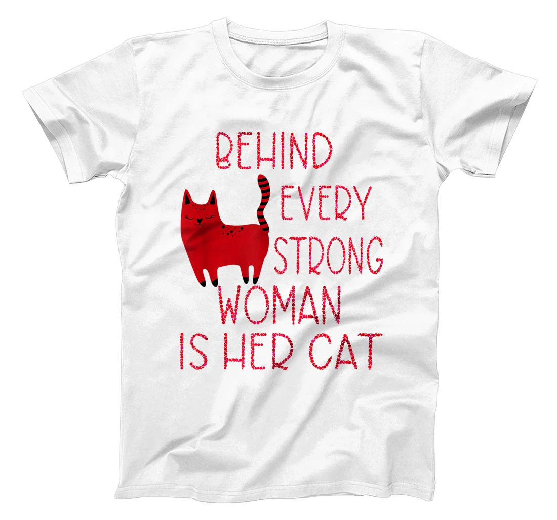Personalized Womens Supercute Red Kitty Behind Every Strong Woman Is Her Cat T-Shirt, Women T-Shirt