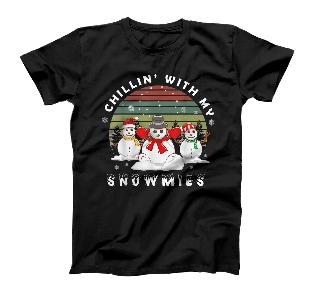 Personalized Womens Funny Cute Chillin With My Snowmies Snowflake Sunset Teacher T-Shirt, Kid T-Shirt and Women T-Shirt