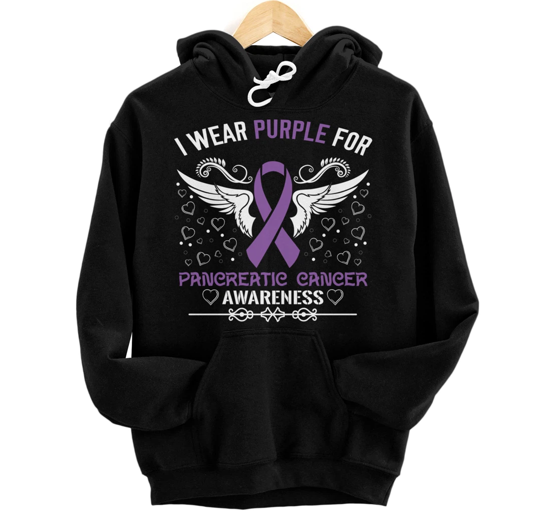 Personalized I Wear Pancreatic Cancer Awareness Supporter Ribbon Pullover Hoodie