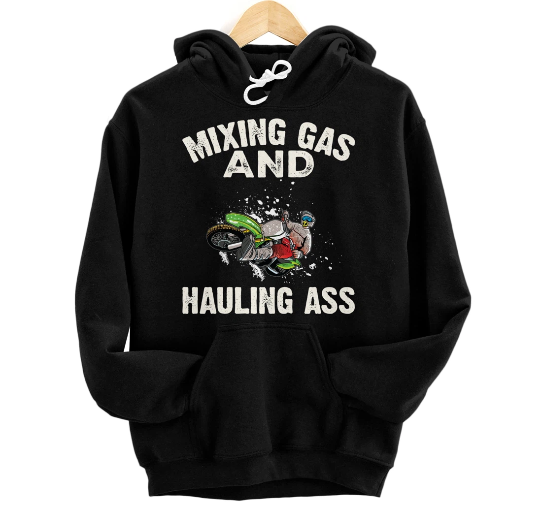 Personalized Mixing Gas And Hauling Ass Motocross Dirt Bike Boys Mens Pullover Hoodie