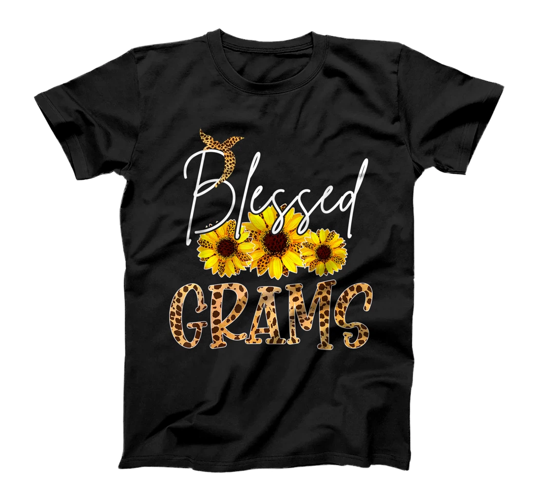 Personalized Womens Blessed Grams Leopard Sunflower T-Shirt, Kid T-Shirt and Women T-Shirt