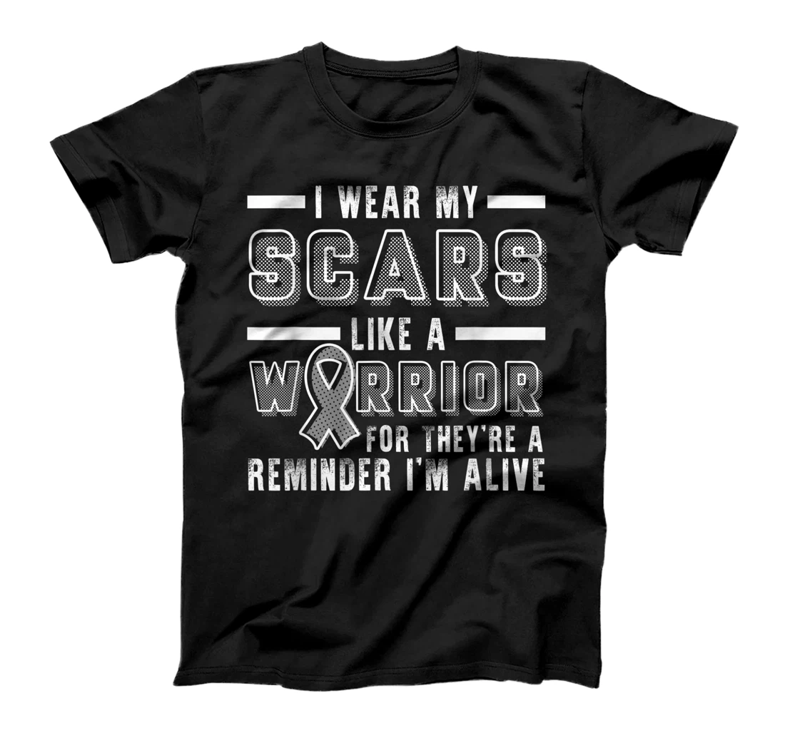 Personalized Womens Wear My Scars Warrior Brain Cancer Tumor Awareness Survivor T-Shirt, Kid T-Shirt and Women T-Shirt