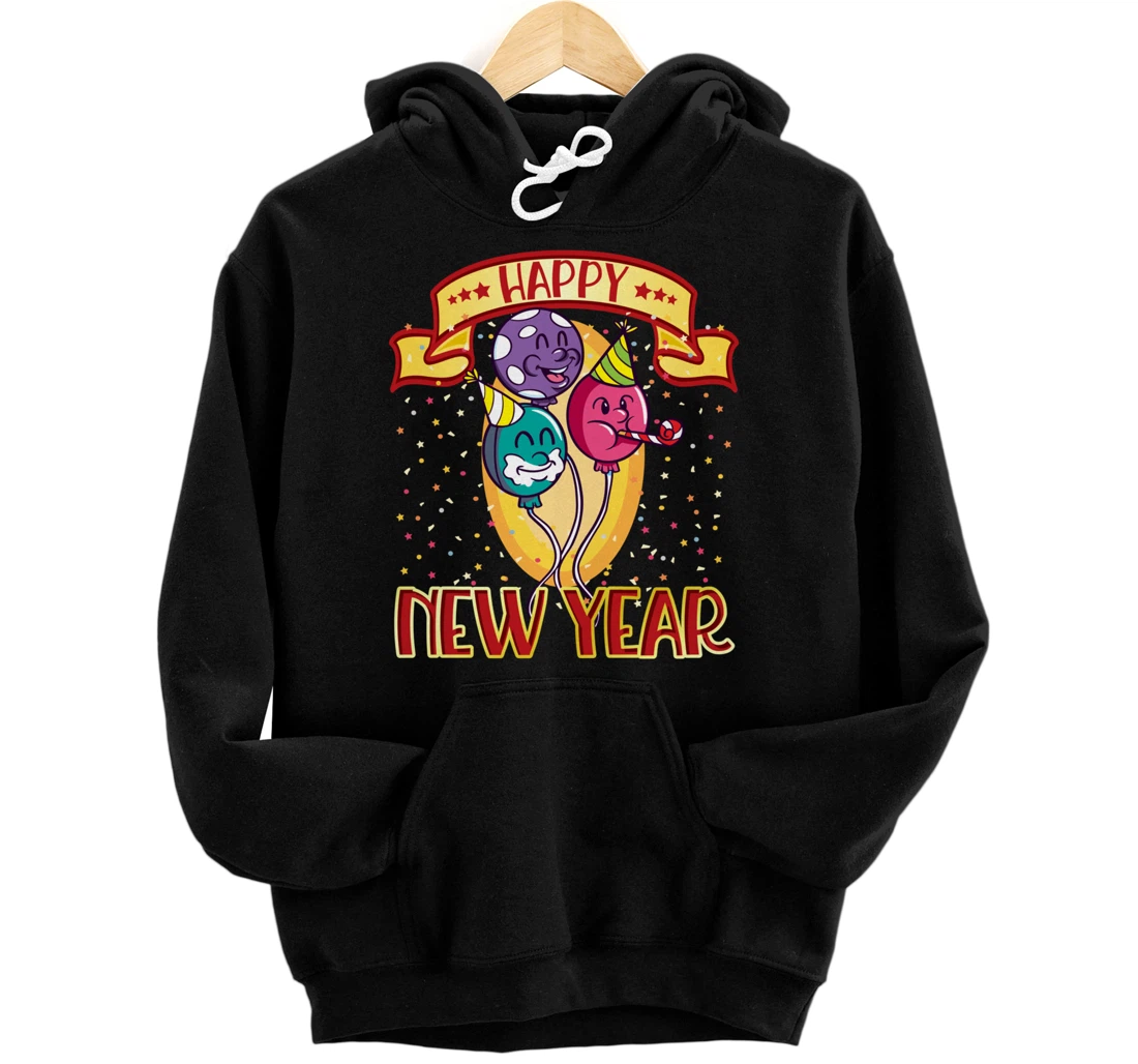 Personalized Happy New Year Cute Kawaii Party Balloons New Years Eve Pullover Hoodie