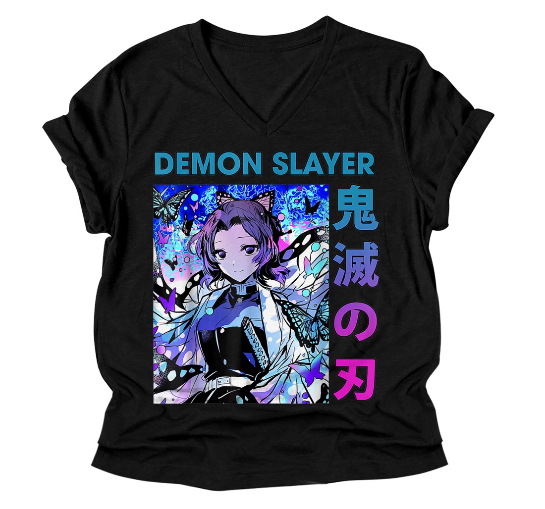 Personalized Slayer Demon Anime Art V-Neck T-Shirt