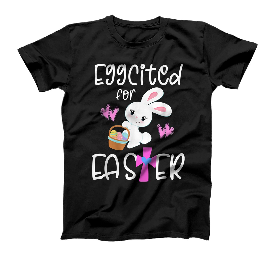 Personalized EGGCITED FOR EASTER Bunny Egg Hunt Christian Toddler Girls T-Shirt, Kid T-Shirt