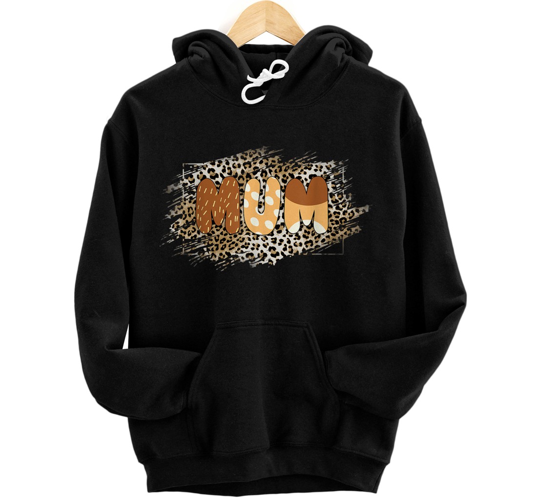 Personalized Funny B.luey Mum Leopard Mother's Day Pullover Hoodie