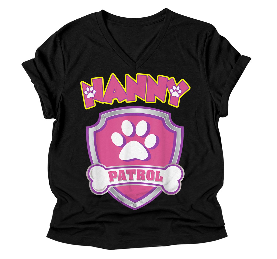 Personalized Funny Nanny Patrol - Dog Mom, Dad For Men Women V-Neck T-Shirt