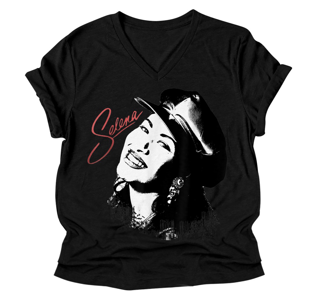 Personalized Cute Selenas Quintanilla love Retro Music V-Neck T-Shirt