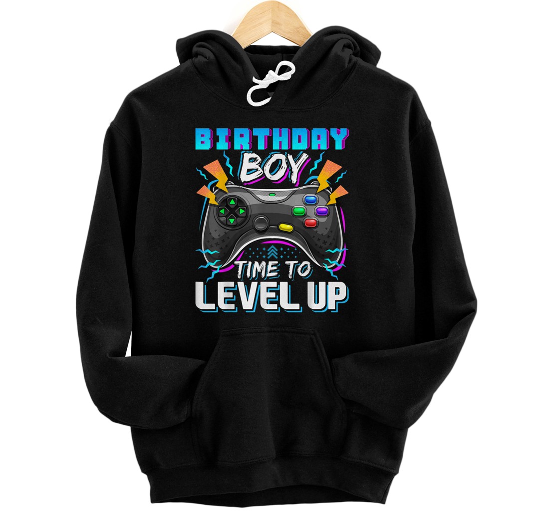 Personalized Birthday Boy Time to Level Up Video Game Birthday Gamer Pullover Hoodie