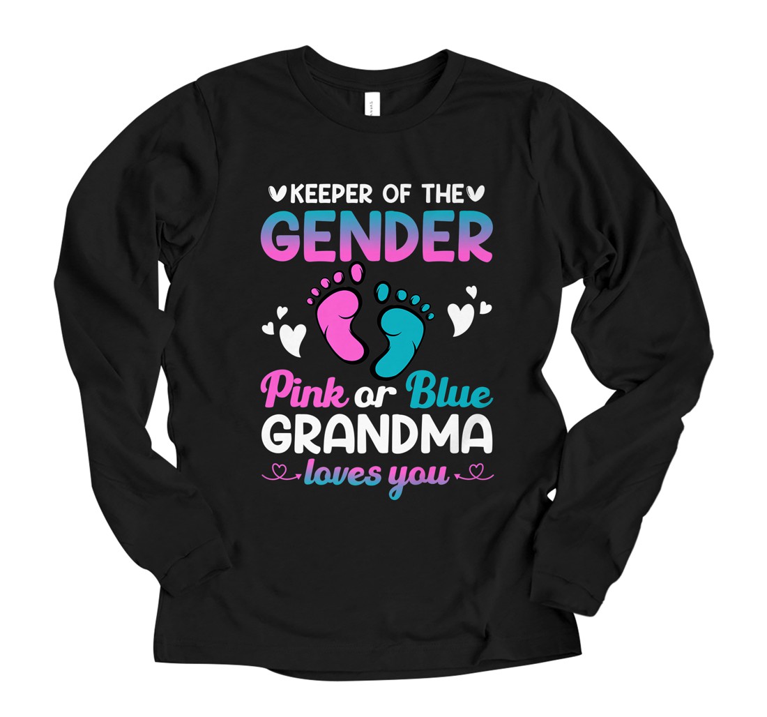 Personalized Keeper Of The Gender Pink Or Blue Grandma Loves You Premium Long Sleeve T-Shirt
