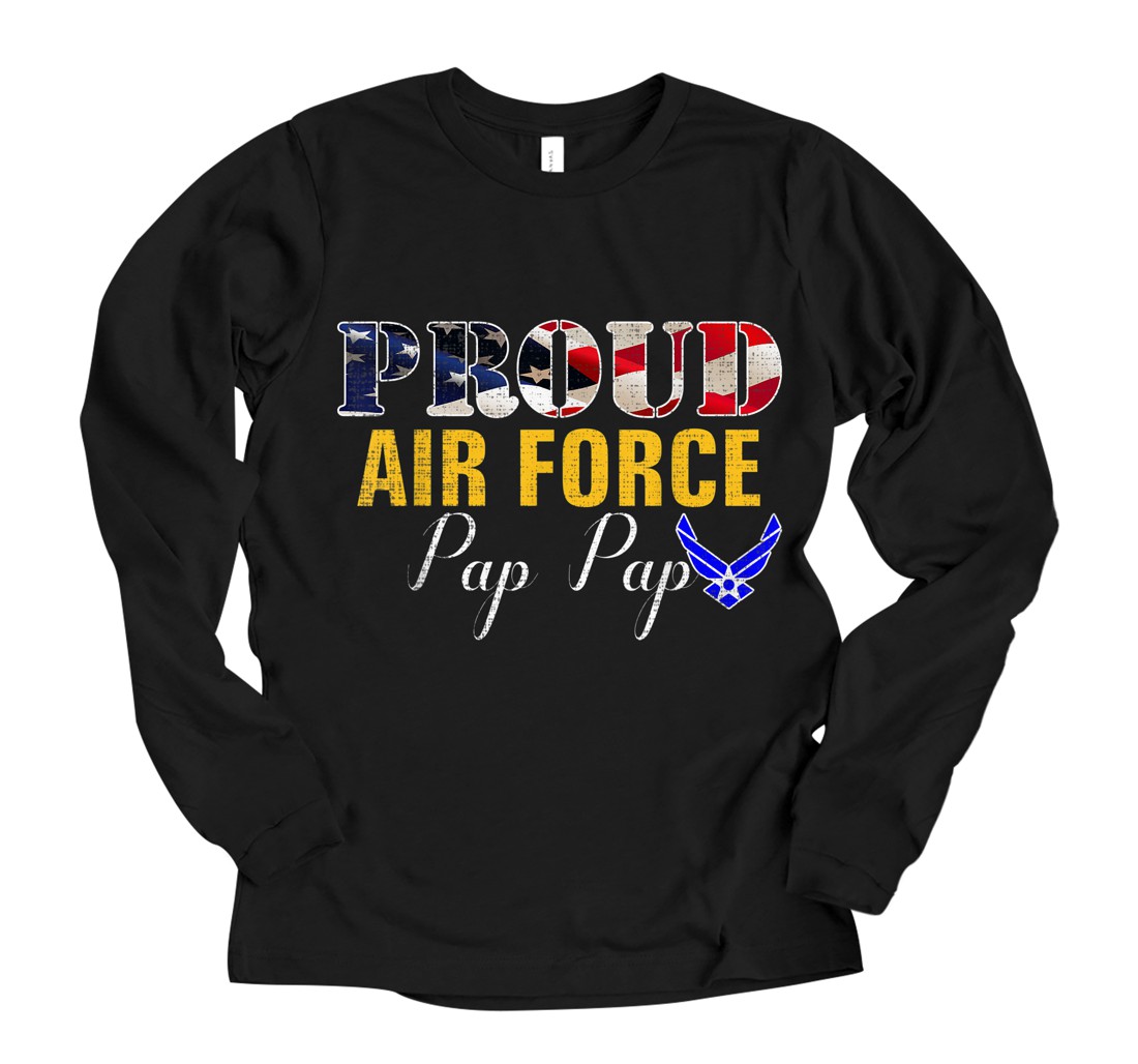 Personalized Proud Air Force Pap Pap With American Flag Gift Veteran Day Long Sleeve T-Shirt