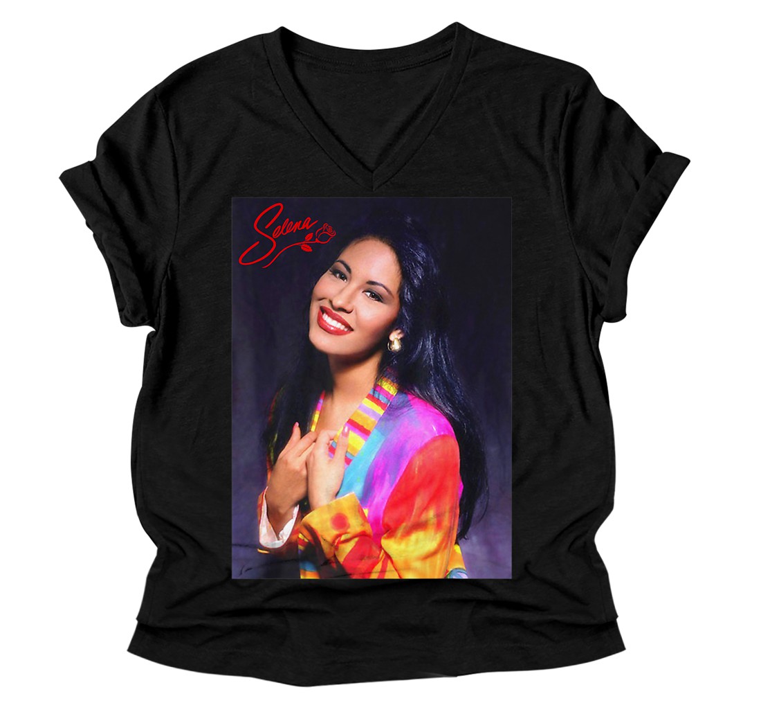 Personalized Selenas Quintanilla Love Retro Music 80s 70s Premium V-Neck T-Shirt