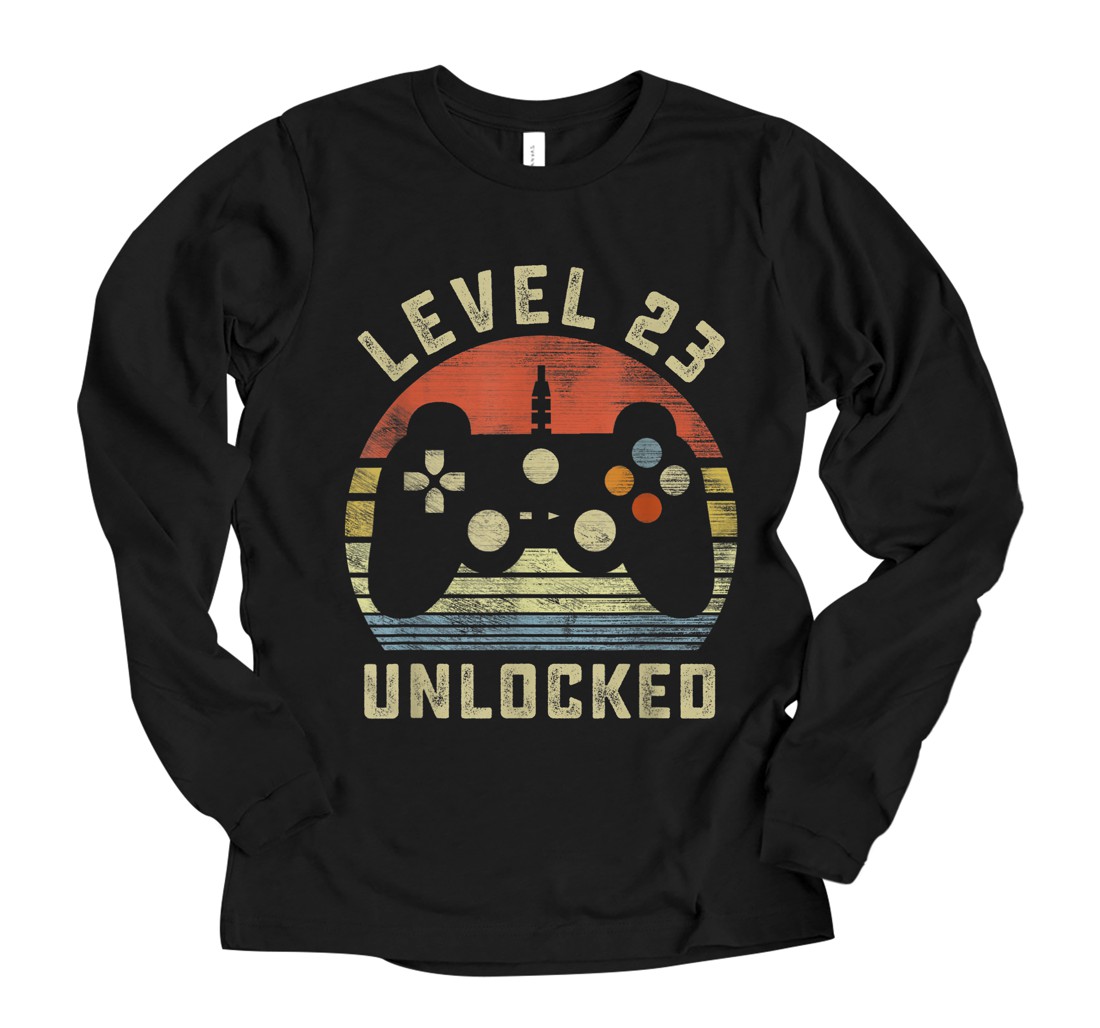 Personalized Level 23 Unlocked 23rd Birthday Video Game Birthday Gift Long Sleeve T-Shirt