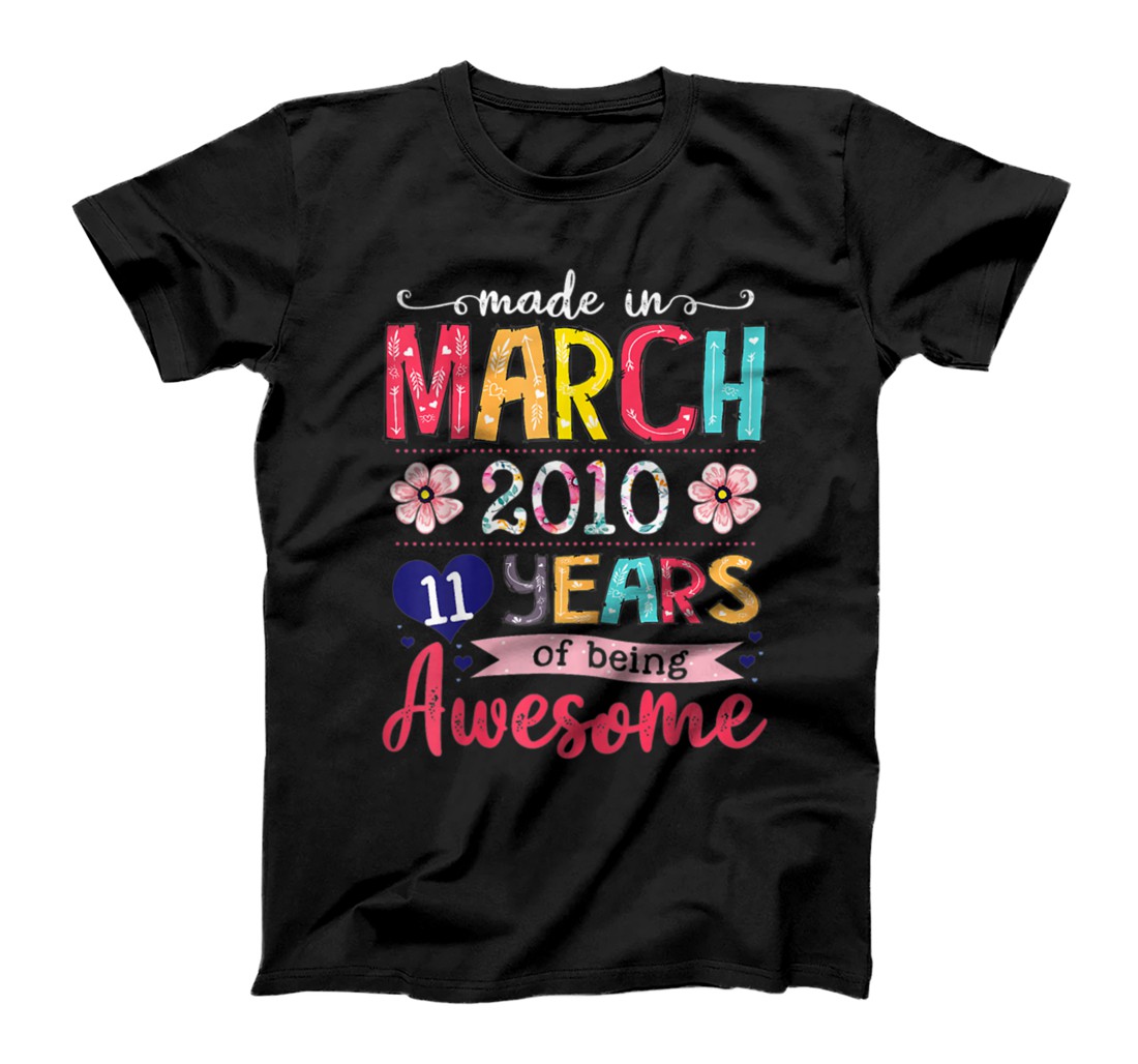 Personalized March Girls 2010 Birthday Gift 11 Years Old Made in 2010 T-Shirt, Kid T-Shirt