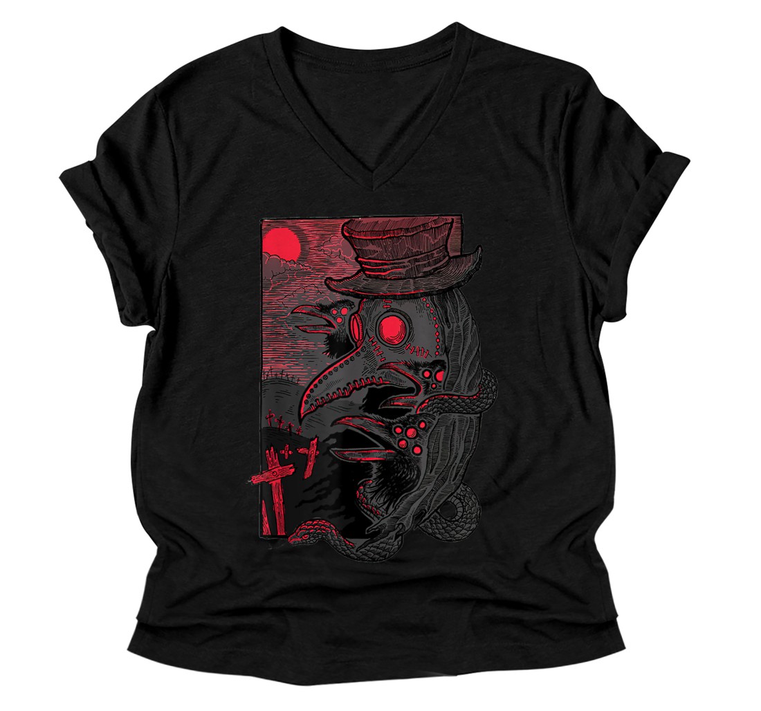 Personalized Red.Plague V-Neck T-Shirt