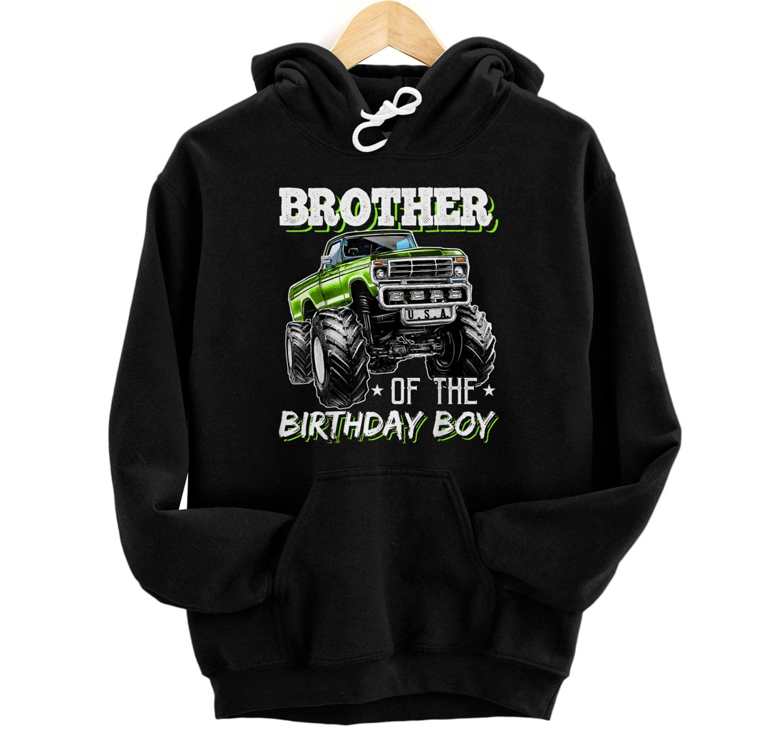 Personalized Brother of the Birthday Boy Monster Truck Birthday Pullover Hoodie