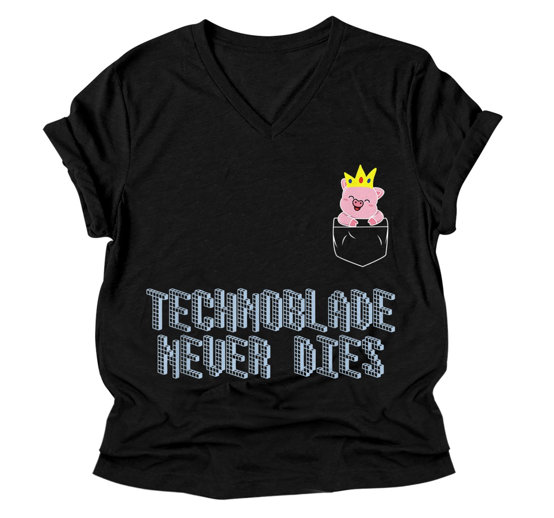 Personalized Technoblade Never Dies Cosplay Video Gamer Merch V-Neck T-Shirt