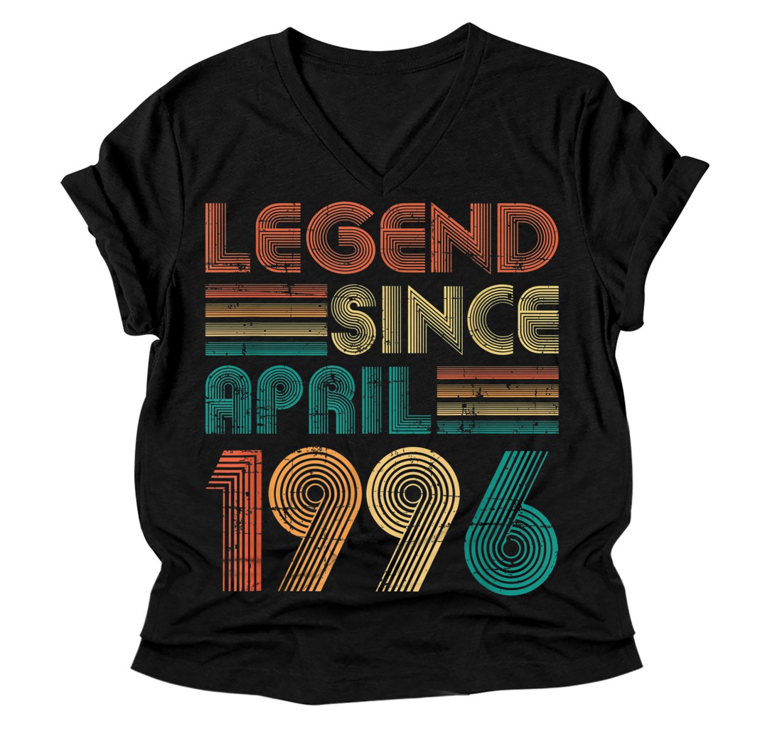 Personalized Legend Since April 1996 Gifts 25th Birthday 25 Years Old V-Neck T-Shirt