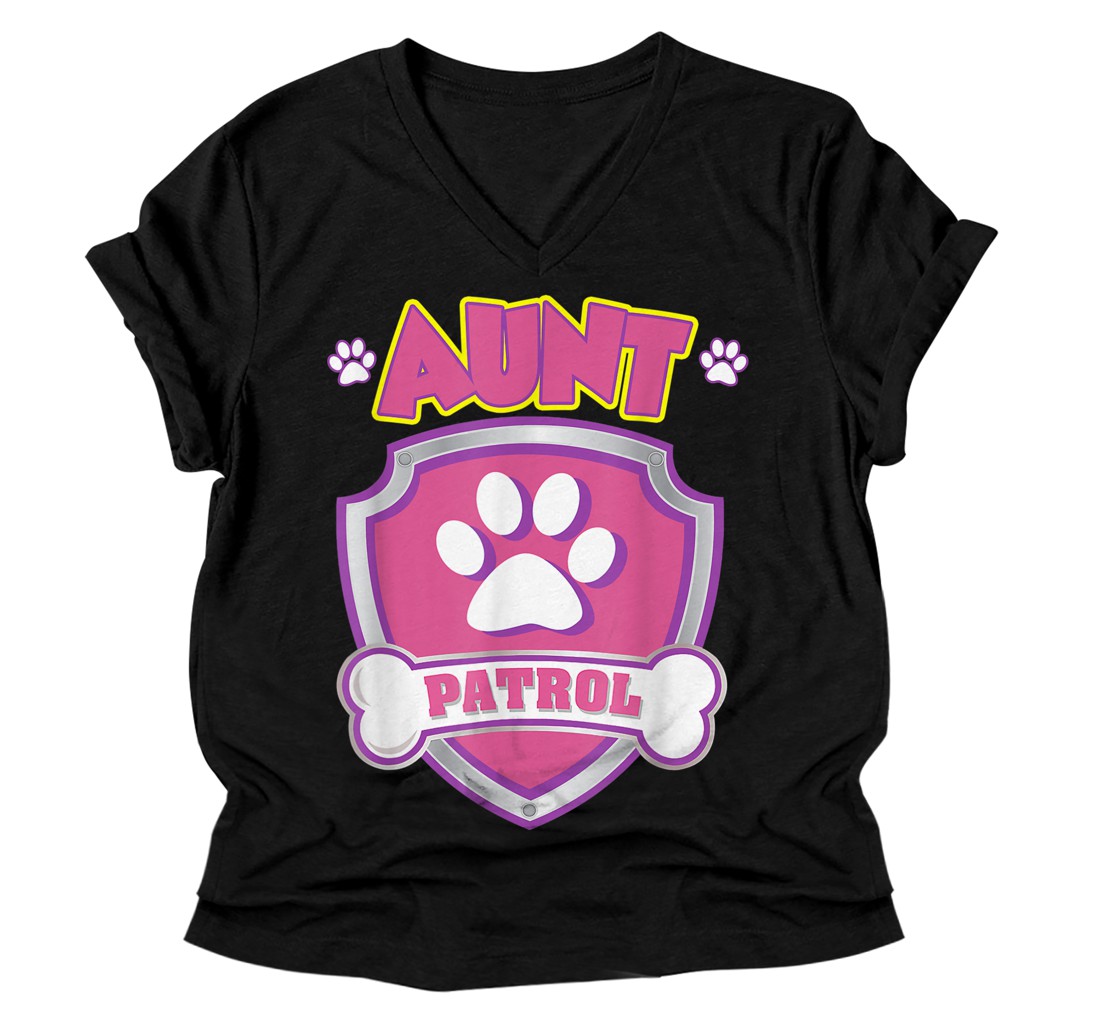 Personalized Funny Aunt Patrol - Dog Mom, Dad For Men Women V-Neck T-Shirt