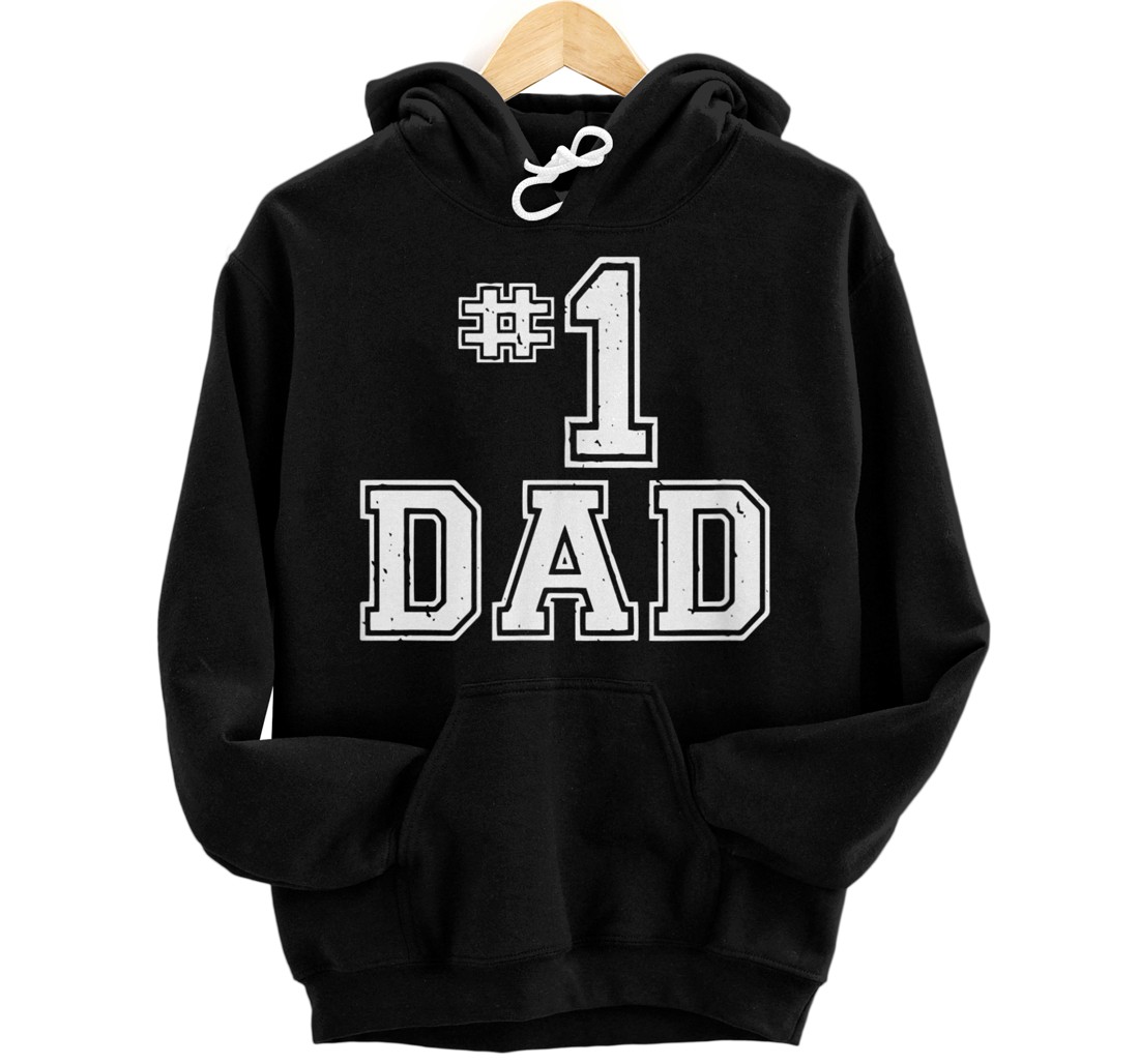 Personalized 1 Dad Number One Father's Day Vintage Style Pullover Hoodie