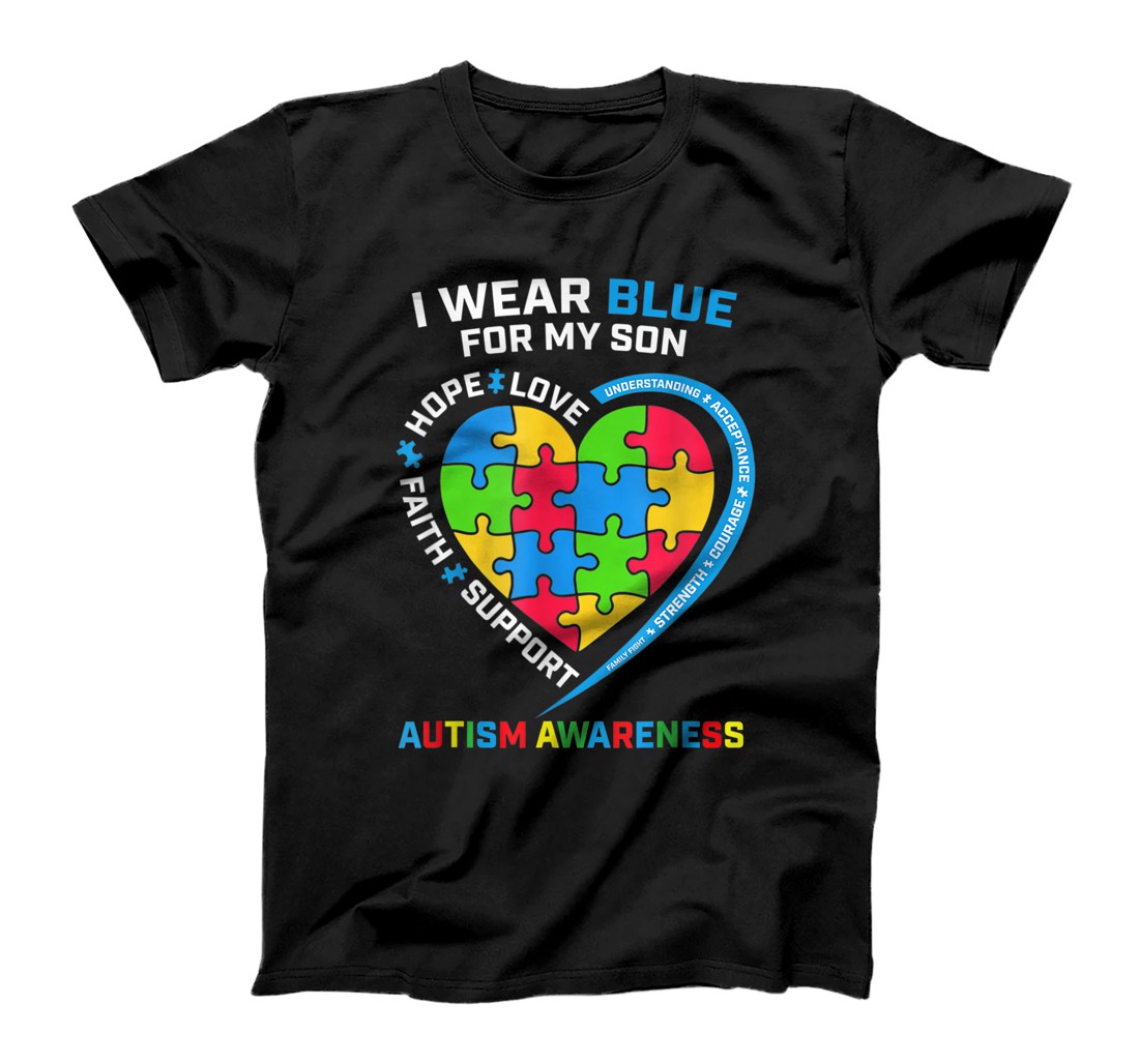 Personalized I Wear Blue For My Son Autism Awareness T-Shirt, Women T-Shirt