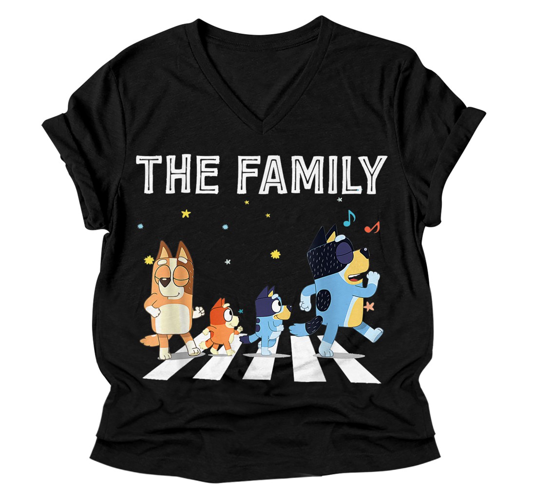 Personalized The Heel.er Family B.lue.y Dad Mom For Lover V-Neck T-Shirt