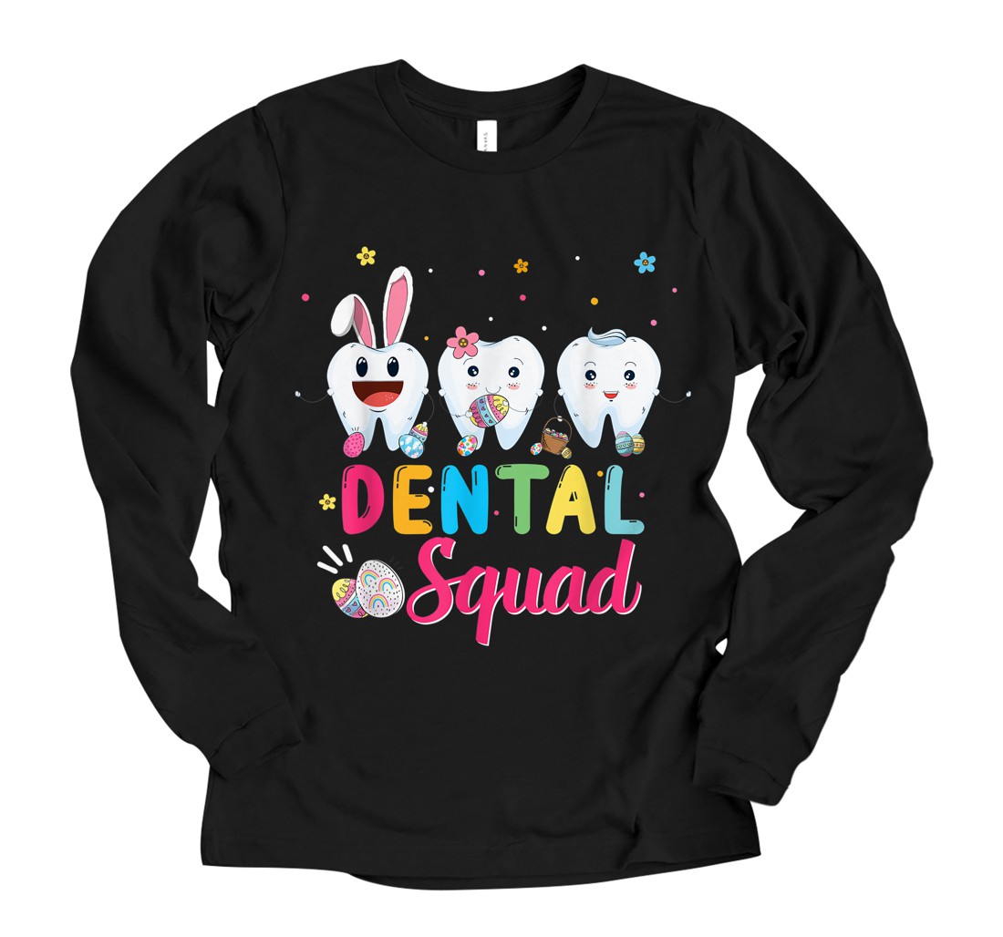 Personalized Cute Tooth Dental Squad Dental Assistant Easter Day Funny Long Sleeve T-Shirt