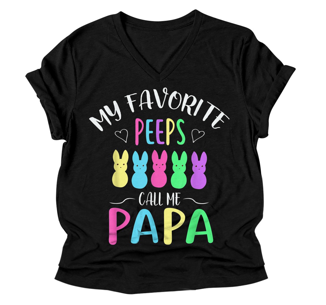 Personalized My Favorite Peeps Call Me Papa V-Neck T-Shirt