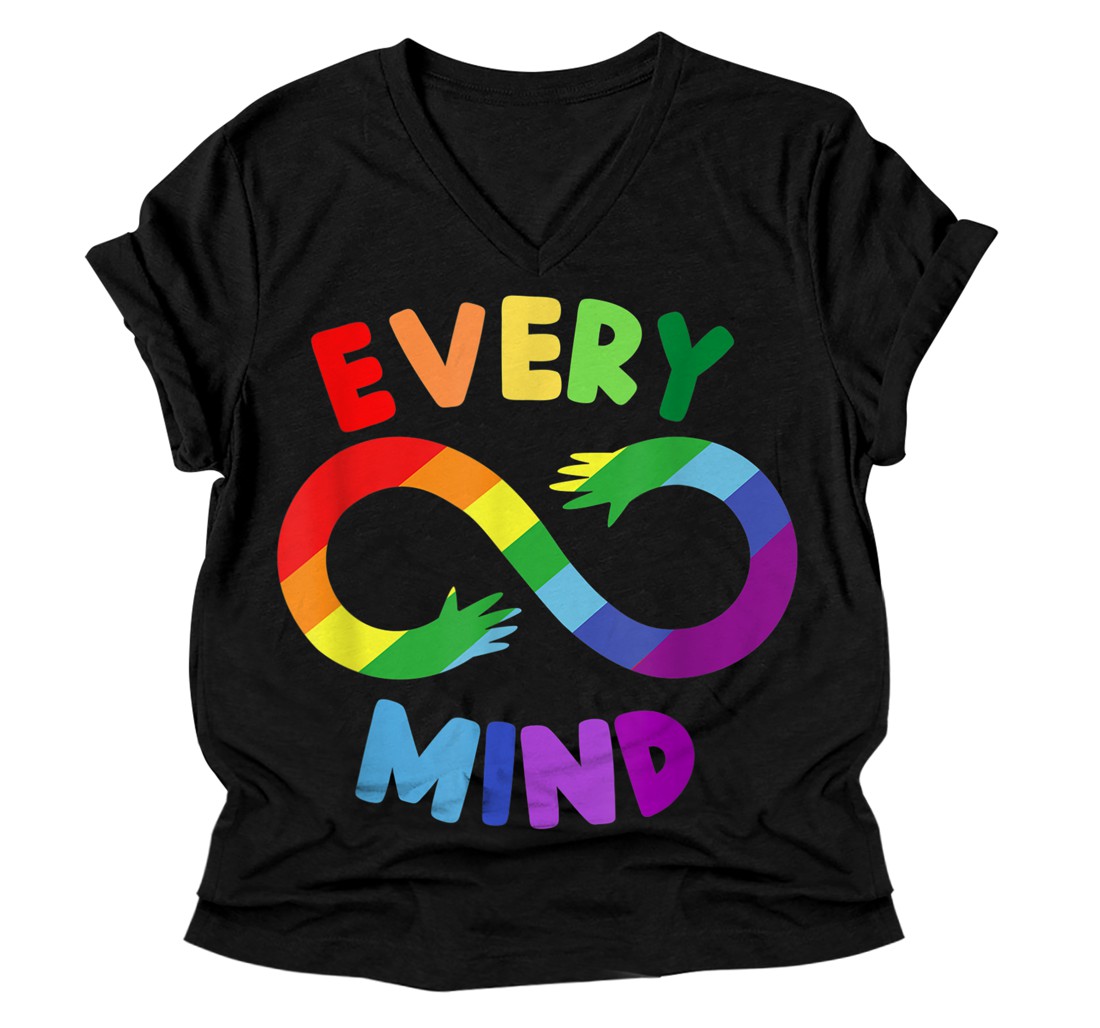 Personalized Colorful Neurodiversity V-Neck T-Shirt V-Neck T-Shirt