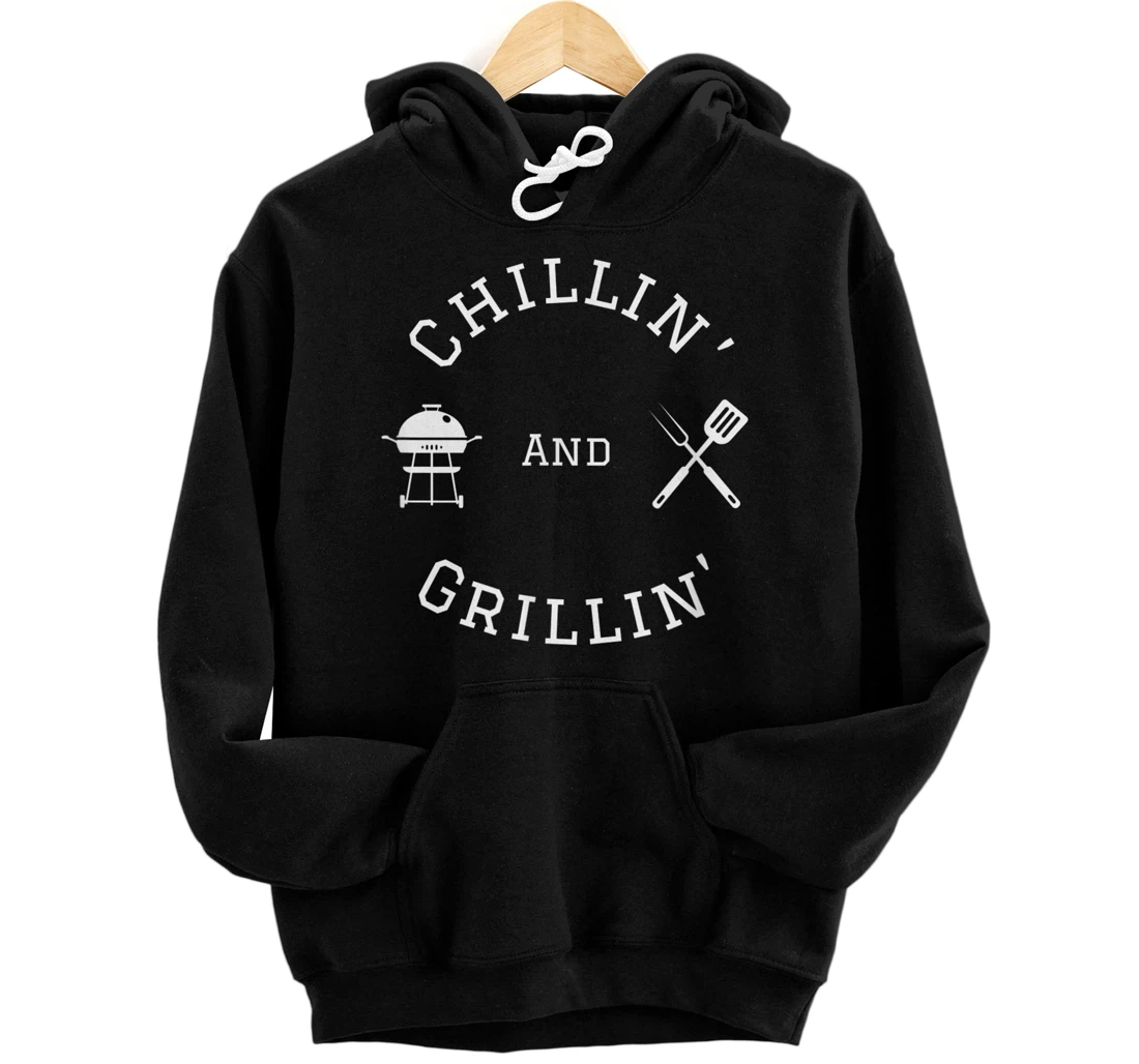 Personalized Grillin' and Chillin' Grilling Barbecue Father's Day Funny Pullover Hoodie