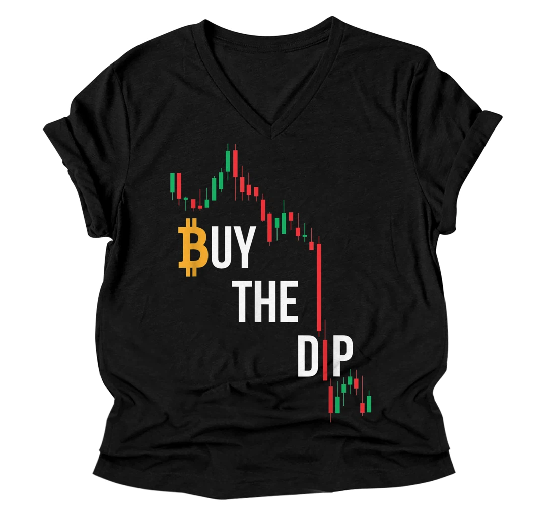 Personalized Buy The Dip - Bitcoin Cryptocurrency V-Neck T-Shirt