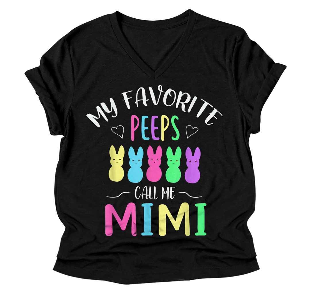 Personalized My Favorite Peeps Call Me Mimi V-Neck T-Shirt