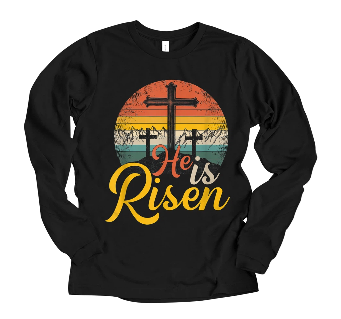 Personalized He Is Risen - Christian Easter Jesus Long Sleeve T-Shirt