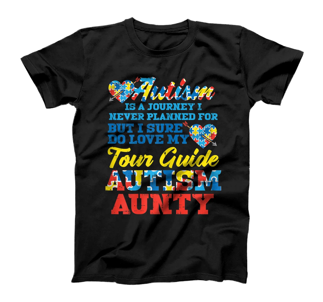 Personalized Womens Autism Journey Never Planned Tour Guide Aunty Aunt Auntie T-Shirt, Women T-Shirt