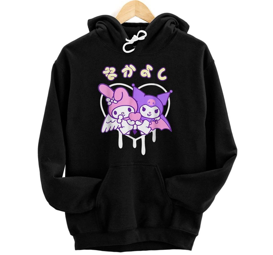 Personalized My Valentines Melody and Kuromi Drip Heart Valentines Pullover Hoodie