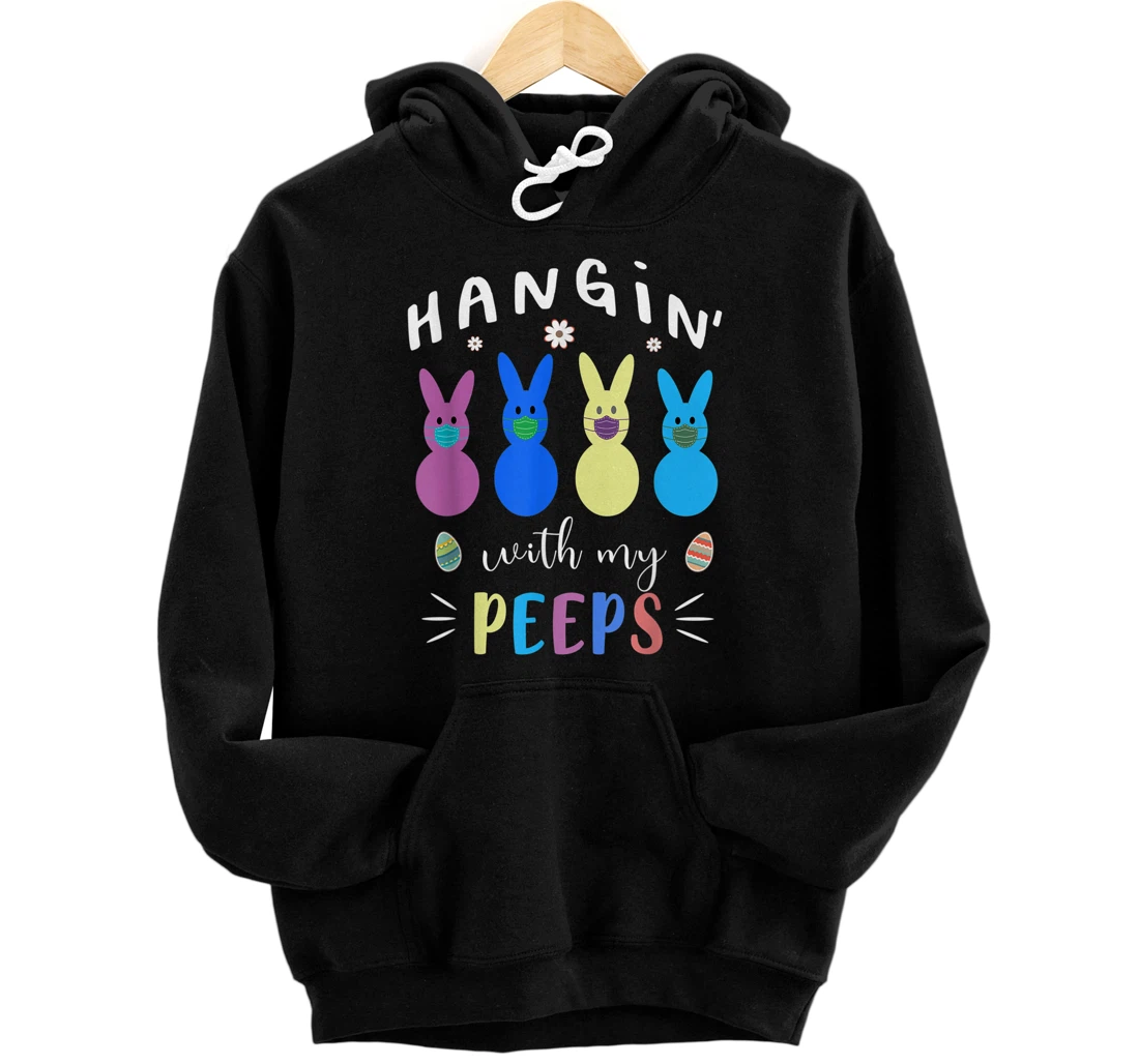 Personalized HANGiN' With My PEEPS easter bunny face mask Shirt Pullover Hoodie
