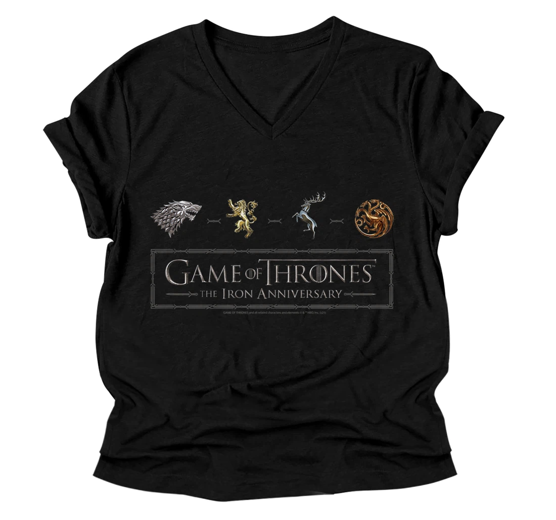 Personalized Game Of Thrones The Iron Anniversary Logo Icons V-Neck T-Shirt