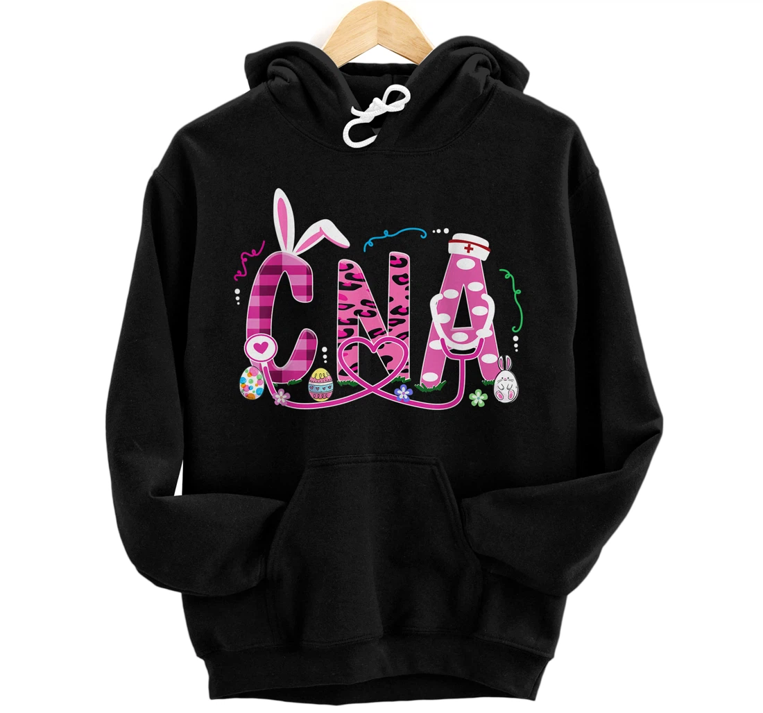Personalized CNA Leopard Plaid Bunny Ears Nursing Lovers Easter Day Tees Pullover Hoodie