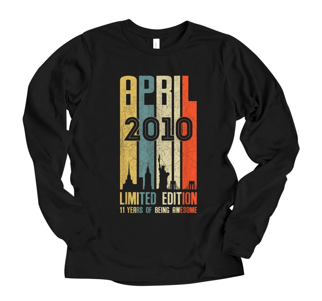 Personalized April 2010 11 Birthday 11 Year Old 2010 Birthday Vintage Long Sleeve T-Shirt