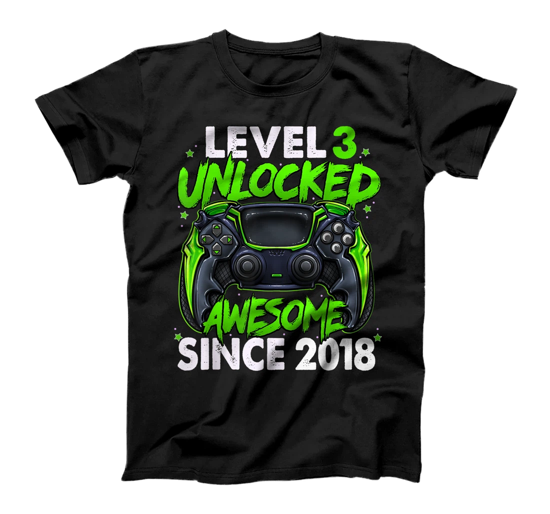 Personalized Level 3 Unlocked Awesome Since 2018 3rd Birthday Gaming T-Shirt, Kid T-Shirt and Women T-Shirt