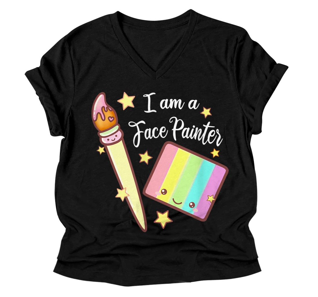 Personalized Lodie Up - Logo kawaii symbole " I am a Face Painter" V-Neck T-Shirt