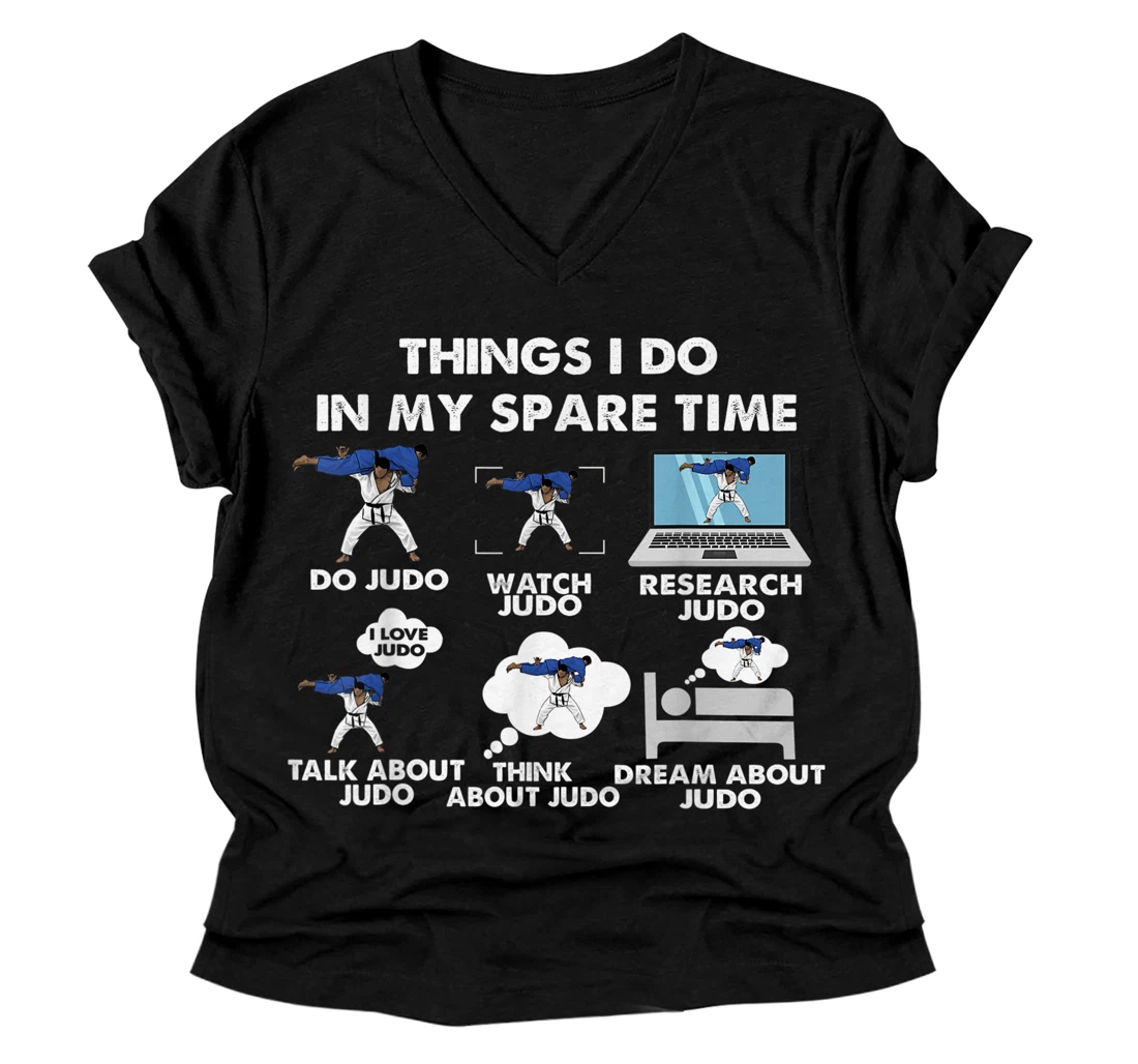 Personalized Things I Do In My Spare Time Judo Lover Watch Judo Research V-Neck T-Shirt