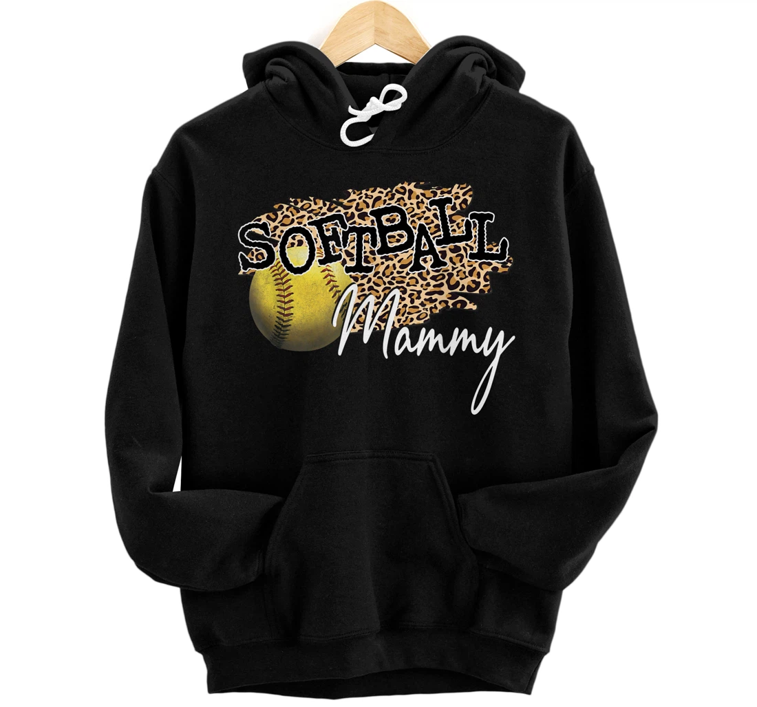 Personalized Softball Mammy Leopard - Softball Mammy Pullover Hoodie