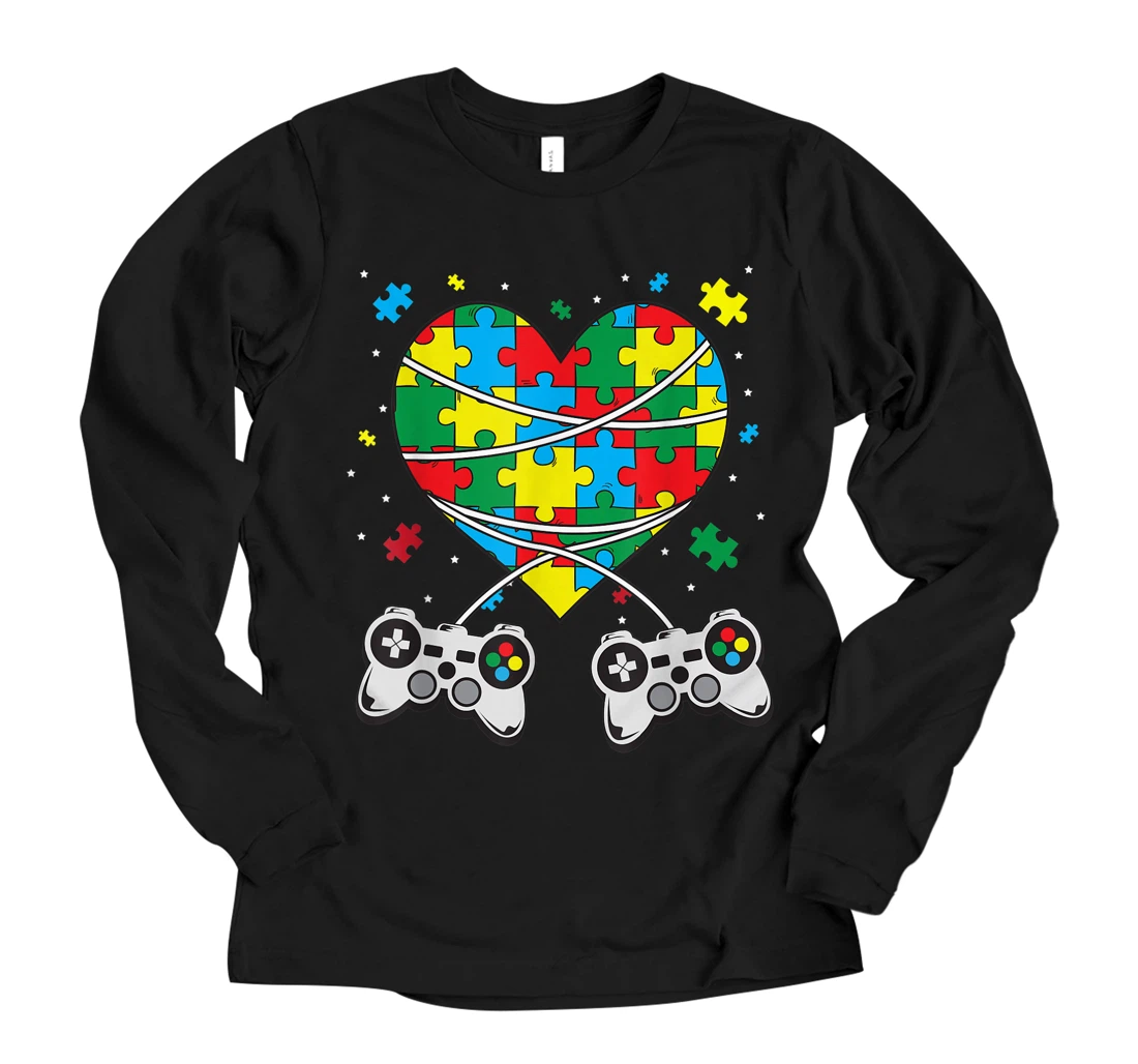 Personalized Boys Autism Gift Game Autism Awareness Month Day Men Kids Long Sleeve T-Shirt