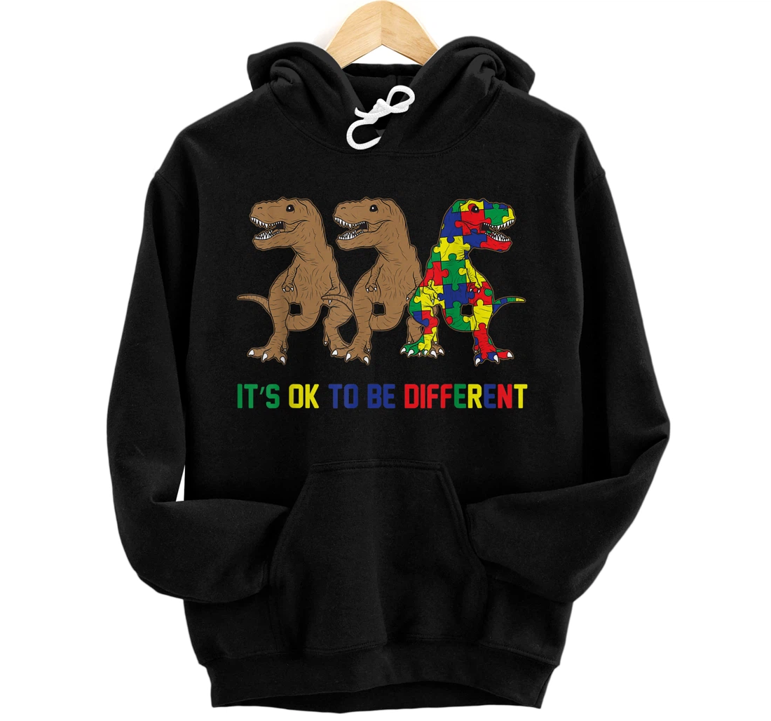 Autism Awareness Dinosaur Lovers Dino Gift Boys Girls Kids Pullover Hoodie