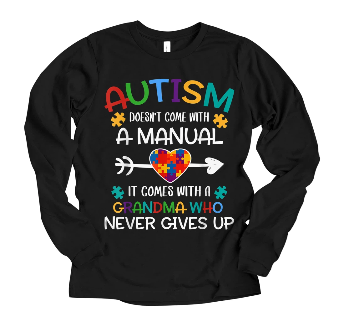 Personalized Autism Grandma Love Autistic Kids Autism Awareness Puzzle Long Sleeve T-Shirt