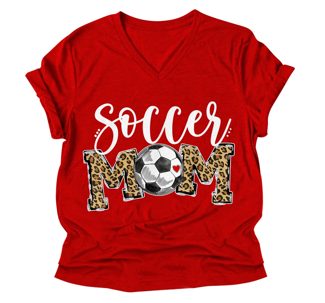 Soccer Mom Leopard Funny Soccer Mom Shirt Mother's Day 2021 V-Neck T-Shirt  - All Star Shirt